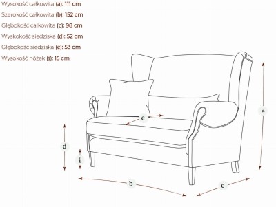 Dwuosobowa Elegancka Sofa Anillo 152x98x111cm - Opcje Wyboru Tkaniny 3
