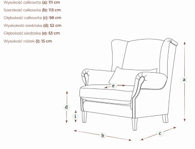 Luksusowy Fotel Tapicerowany Typu Uszak Anillo - Różne Kolory Tkanin 4