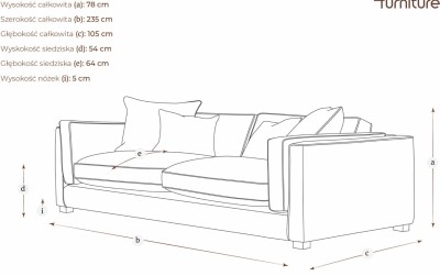 3,5 Osobowa Sofa Empirio Wygodna Sofa 235x105x78cm - Opcje Wyboru Tkaniny 4