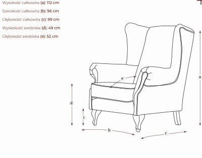 Fotel Tapicerowany Typu Uszak Fomi - Różne Kolory Tkanin 4