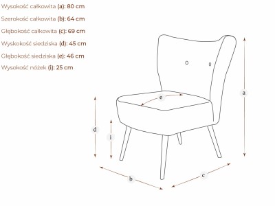 Mały Fotel Tapicerowany Luido - Różne Kolory Tkanin 5