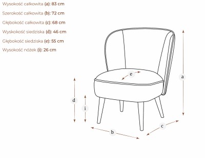 Mały Fotel Tapicerowany Luna - Różne Kolory Tkanin 4