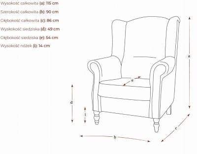 Fotel Tapicerowany Typu Uszak Lio - Różne Kolory Tkanin 3