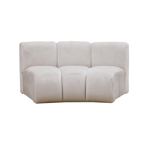 Nowoczesna sofa modułowa Cubist 147x89x70 cm, jasnoszara, gładka teksturowana tkanina, zaokrąglone boki, komfortowe siedzisko, bez dekoracji, do nowoczesnych wnętrz, frontalne ujęcie.