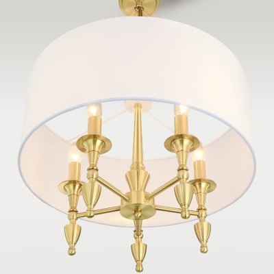 Lampa Sufitowa, Wisząca Fresco Szczotkowany Mosiądz 55x47cm 6