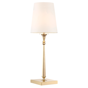 Stylowa Złota Lampa Stołowa Fresco z Białym Abażurem 22x58cm