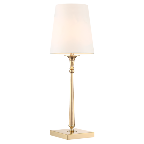 Stylowa Złota Lampa Stołowa Fresco z Białym Abażurem 22x58cm