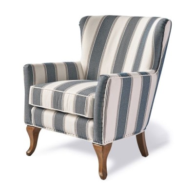 Fotel Tapicerowany w Stylu Hamptons Cavendish Niebieskie Pasy Riviera Maison 5