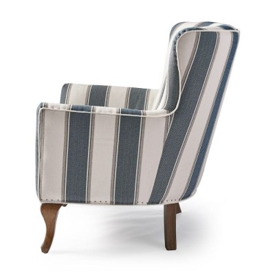 Fotel Tapicerowany w Stylu Hamptons Cavendish Niebieskie Pasy Riviera Maison 6