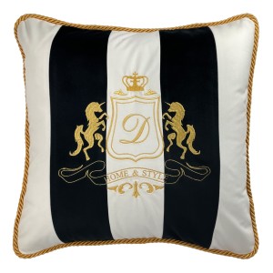Poduszka Haftowana Dekoracyjna w Pasy Monogram Prestige - Różne Kolory Tkanin