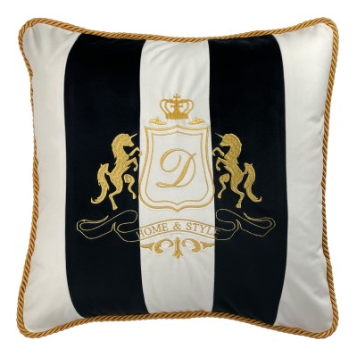 Poduszka Haftowana Dekoracyjna w Pasy Monogram Prestige - Różne Kolory Tkanin 2