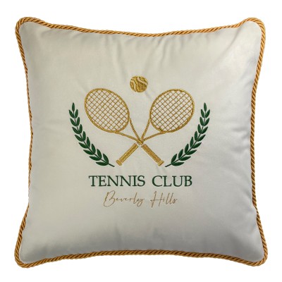 Poduszka Haftowana Dekoracyjna Tennis Club - Różne Kolory Tkanin 2