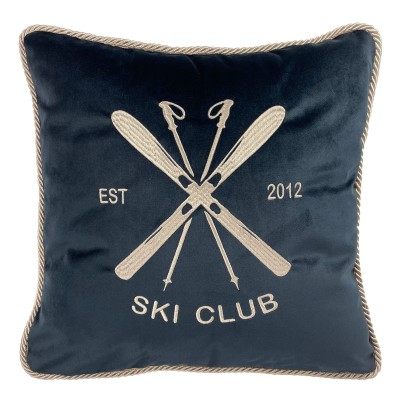 Poduszka Haftowana Dekoracyjna Velvet Winter Ski - Różne Kolory Tkanin 2