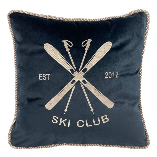 Poduszka Haftowana Dekoracyjna Velvet Winter Ski - Różne Kolory Tkanin