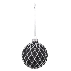 Bomba Szklana Diagonal Czarno-Srebrne 8cm