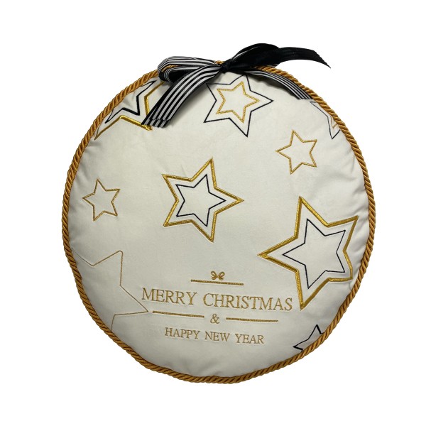 Poduszka Haftowana Dekoracyjna Bombka Śr. 40cm - Różne Kolory Tkanin