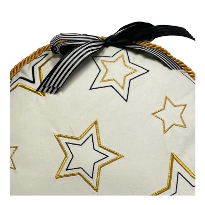 Poduszka Haftowana Dekoracyjna Bombka Śr. 40cm - Różne Kolory Tkanin 3