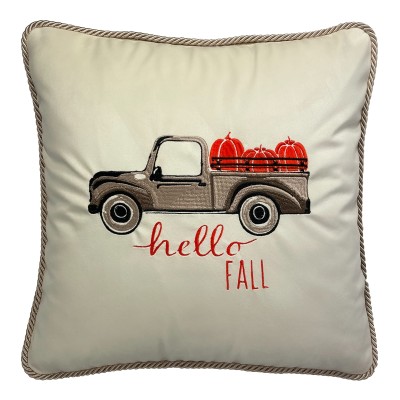 Poduszka Haftowana Dekoracyjna Pumpkin Car - Różne Kolory Tkanin 2