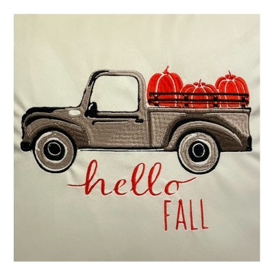 Poduszka Haftowana Dekoracyjna Pumpkin Car - Różne Kolory Tkanin 3