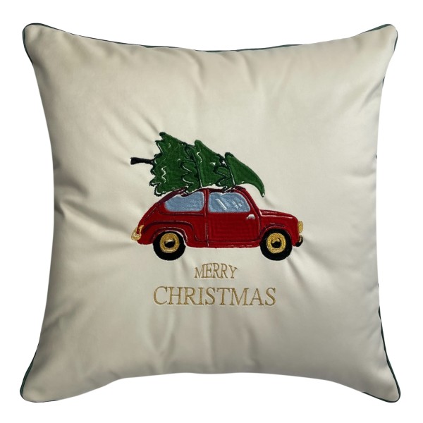 Poduszka Haftowana Dekoracyjna Christmas Car- Różne Kolory Tkanin