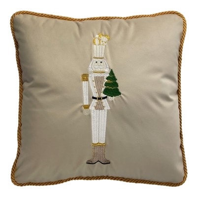 Poduszka Haftowana Dekoracyjna Dziadek Świąteczny - Różne Kolory Tkanin 2