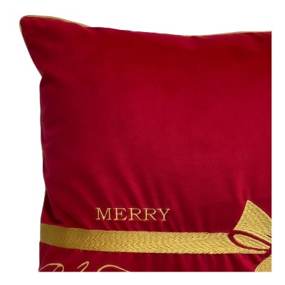 Poduszka Haftowana Dekoracyjna Christmas Bow - Różne Kolory Tkanin 3