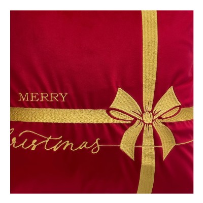 Poduszka Haftowana Dekoracyjna Christmas Bow - Różne Kolory Tkanin 4