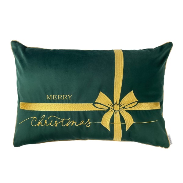 Poduszka Haftowana Dekoracyjna Christmas Bow - Różne Kolory Tkanin