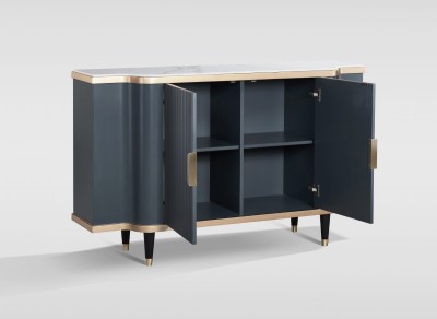 Komoda Stilig Grafitowa Marmur Złota 150x40x92cm 6