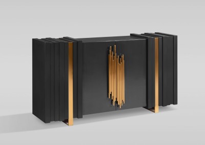 Komoda Stilig Czarna Złota 160x40x90cm 5
