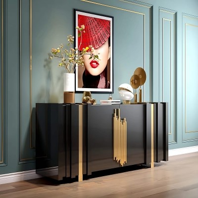 Komoda Stilig Czarna Złota 160x40x90cm 8