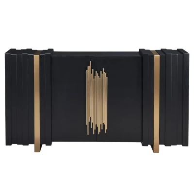 Komoda Stilig Czarna Złota 160x40x90cm 2