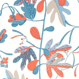 Tapeta Thibaut Anna French MATISSE LEAF Pomarańczowy, Niebieski