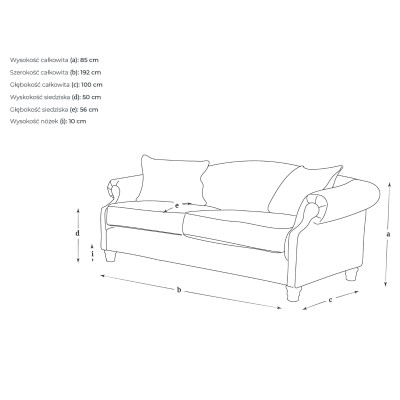 2,5 Osobowa Wygodna Sofa Pirs 192x100x85cm - Opcje Wyboru Tkaniny 4
