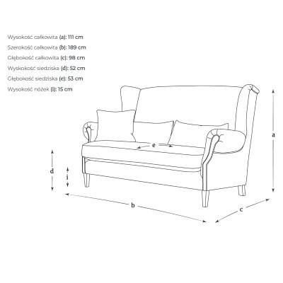 2,5 Osobowa Klasyczna Sofa Anillo 189x98x111cm - Opcja Wyboru Tkaniny 4