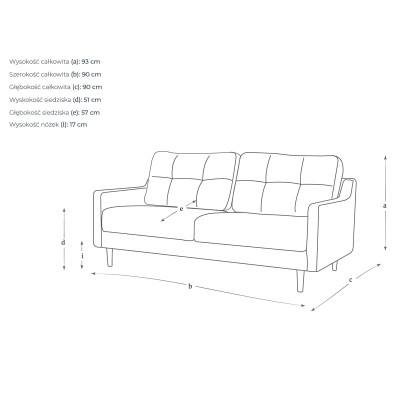 Dwuosobowa Sofa Area w Stylu Skandynawskim 90x90x93cm - Opcje Wyboru Tkaniny 4