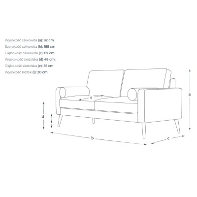 2,5 Osobowa Sofa Calypso 185x87x82cm - Opcje Wyboru Tkaniny 4