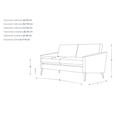 Dwuosobowa Sofa Alfred 170x92x82cm - Opcje Wyboru Tkaniny 4