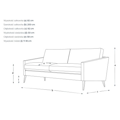 Trzyosobowa Sofa Alfred w Stylu Skandynawskim  200x92x82cm - Opcje Wyboru Tkaniny 4