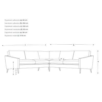 Wieloosobowy Narożnik Alfred  252x252x82cm - Opcje Wyboru Tkaniny 4