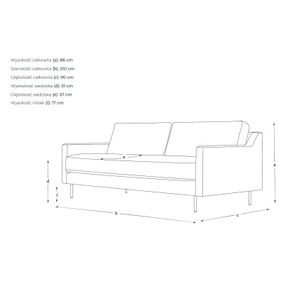 Klasyczna Trzyosobowa Sofa Elixir  210x90x88cm - Opcje Wyboru Tkaniny 6