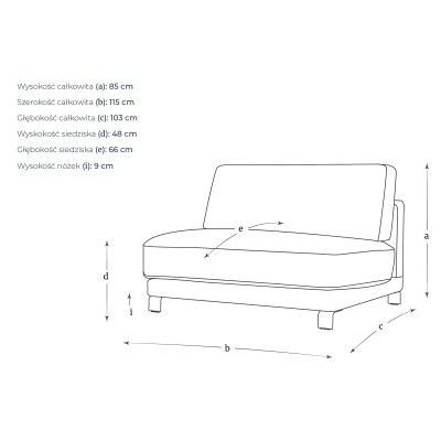 Mała Sofa typu Loveseat Harvey 115x103x85cm - Opcje Wyboru Tkaniny 5