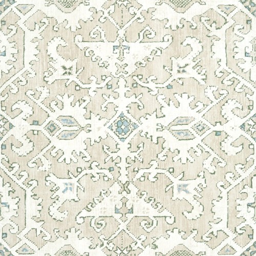 Tapeta Thibaut Anna French PONTORMA Neutralny w odcieniach beżu i zieleni z abstrakcyjnym wzorem. Ujęcie frontalne ukazuje detale tekstury oraz plecionych motywów. Produkt ukazany na jasnym tle, co podkreśla jego elegancki design.
