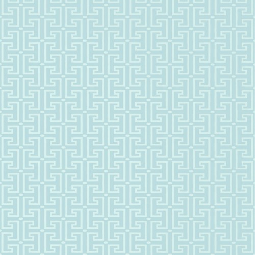 Tapeta Thibaut Anna French T-SQUARE w kolorze błękitu morskiego z geometrycznym wzorem, ukazująca powtarzające się, stylizowane kwadraty z okrągłymi akcentami. Ujęcie frontalne, tło jednolite, bez widocznych dodatkowych elementów.