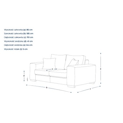 2,5 Osobowa Sofa Azaro 185x110x86cm - Opcje Wyboru Tkaniny 8