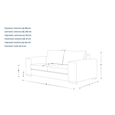 3 Osobowa Duża Sofa Azaro 210x110x86cm - Opcje Wyboru Tkaniny 8