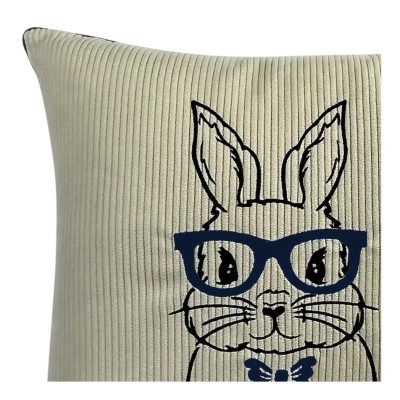 Poduszka Haftowana Dekoracyjna Bunny Happy Easter - Różne Kolory Tkanin 3