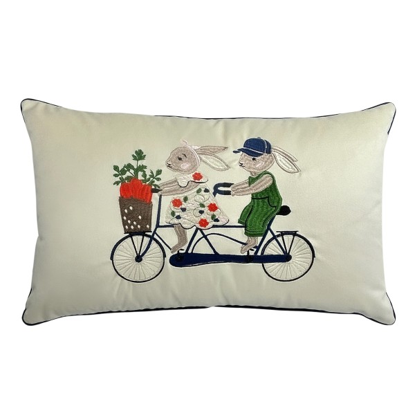 Poduszka Haftowana Dekoracyjna Zajączkowy Tandem - Różne Kolory Tkanin