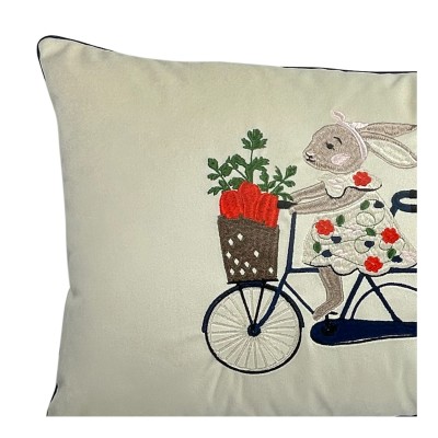 Poduszka Haftowana Dekoracyjna Zajączkowy Tandem - Różne Kolory Tkanin 4