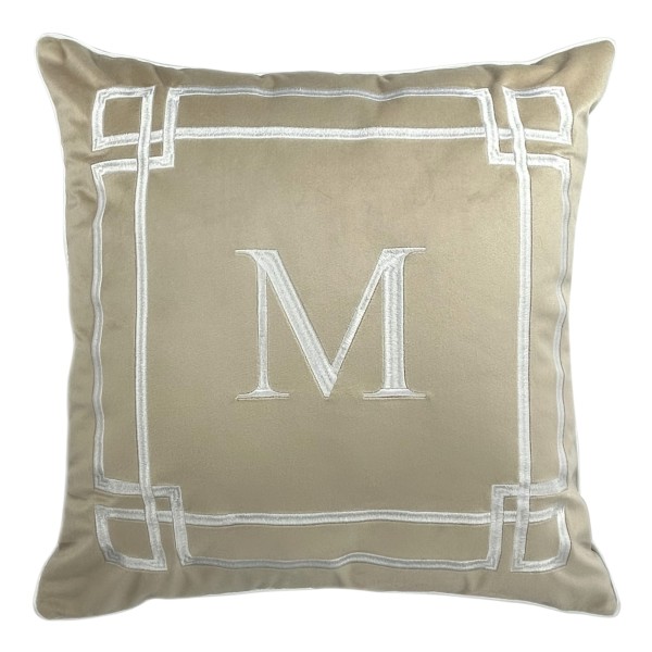 Poduszka Haftowana Dekoracyjna Monogram Frame - Różne Kolory Tkanin